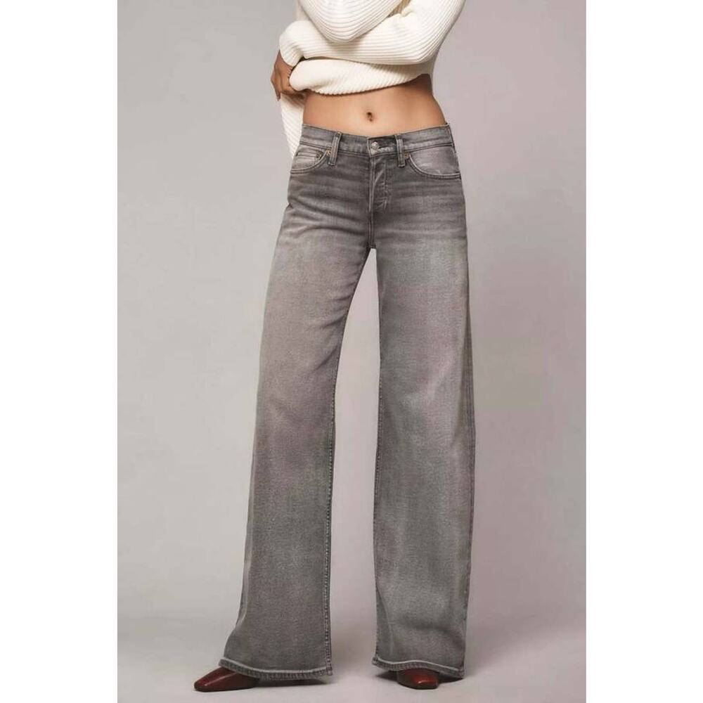 RE/DONE Mid Rise Wide Leg Jean in Grigio 31